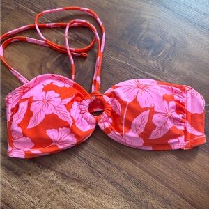 Floral Pink and Orange Bikini Top